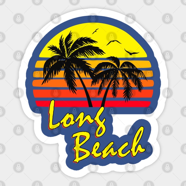 Long Beach Retro Sunset Sticker by Nerd_art